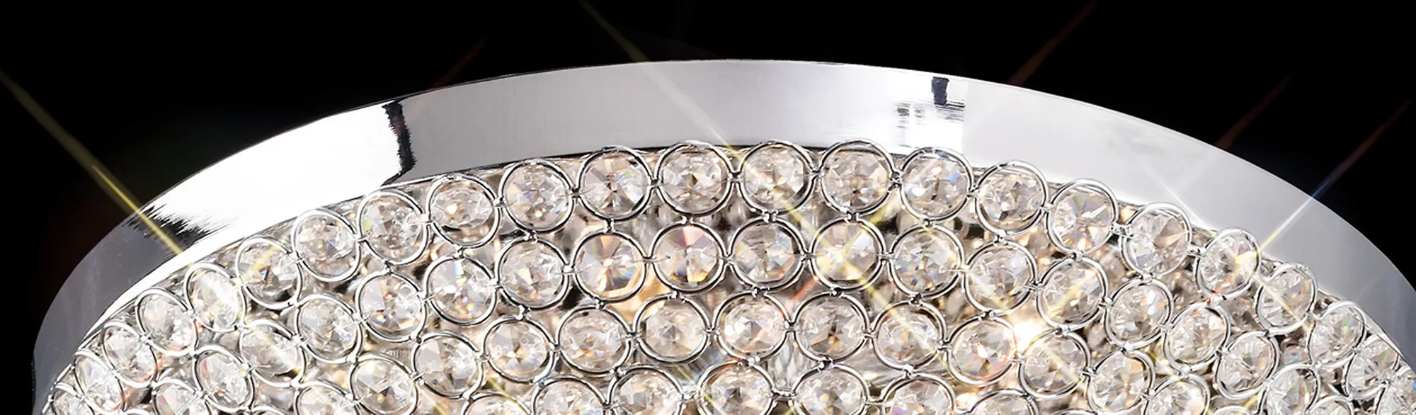 Ava Polished Chrome Crystal Ceiling Lights Diyas Flush Crystal Fittings